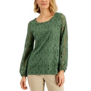 Jm Collection‎ Solid Lace Knit Top, - Pickled